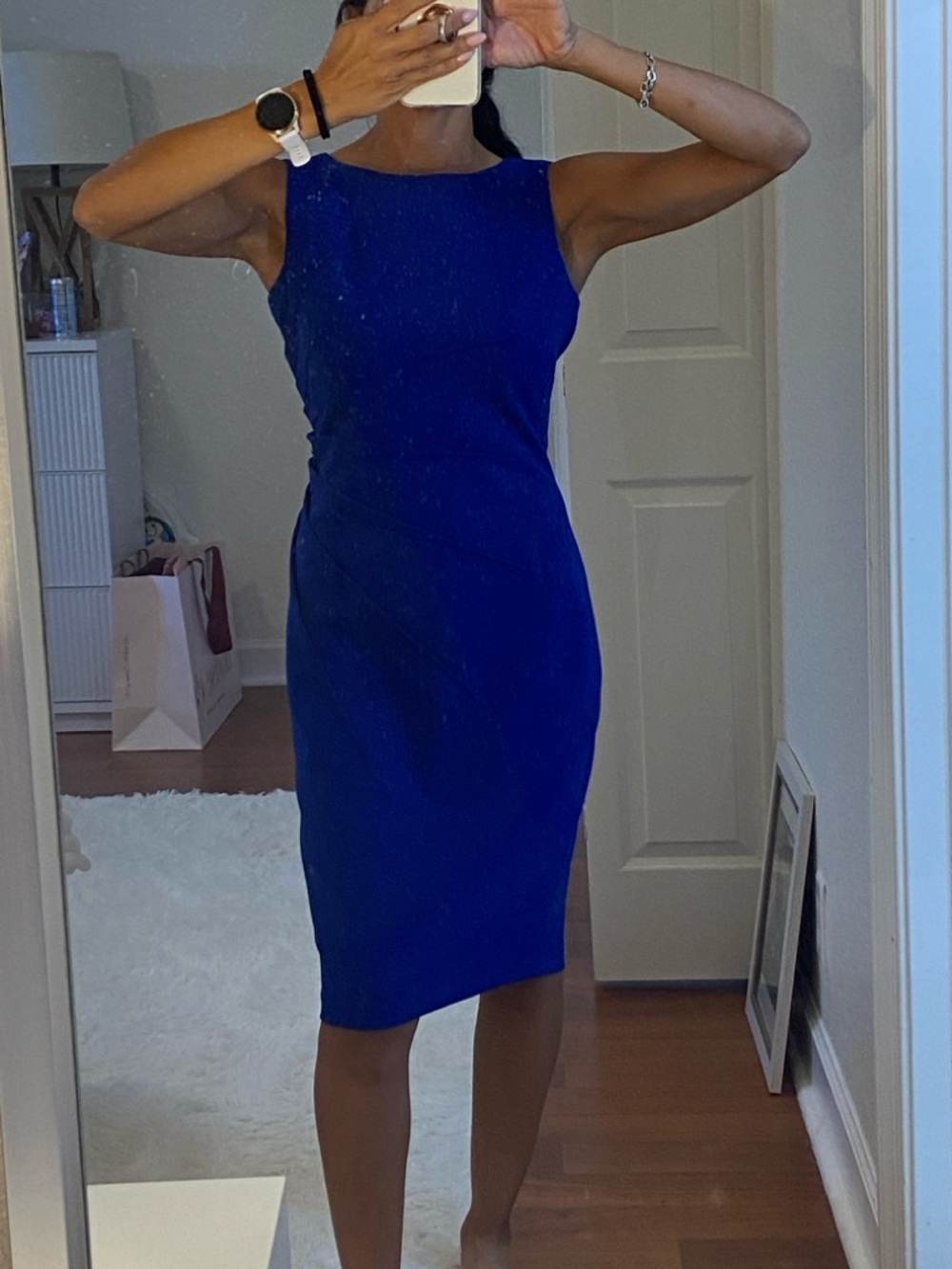 Calvin Klein Sleek Royal Blue Midi Sheath Dress
